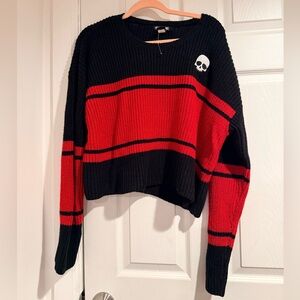 Hot Topic Black and Red Skull Sweater